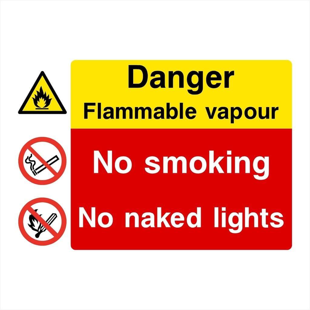 Flammable Vapour No Smoking No Naked Lights Sign - The Sign Shed