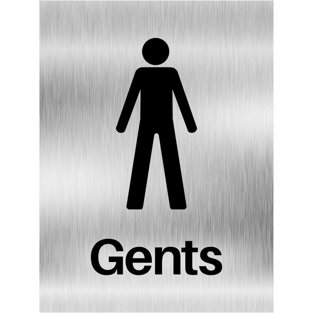 Gents Toilet Sign Brushed Silver - The Sign Shed