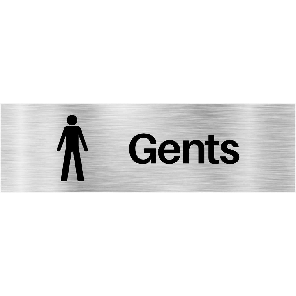 Gents Toilet Sign Brushed Silver Landscape - The Sign Shed