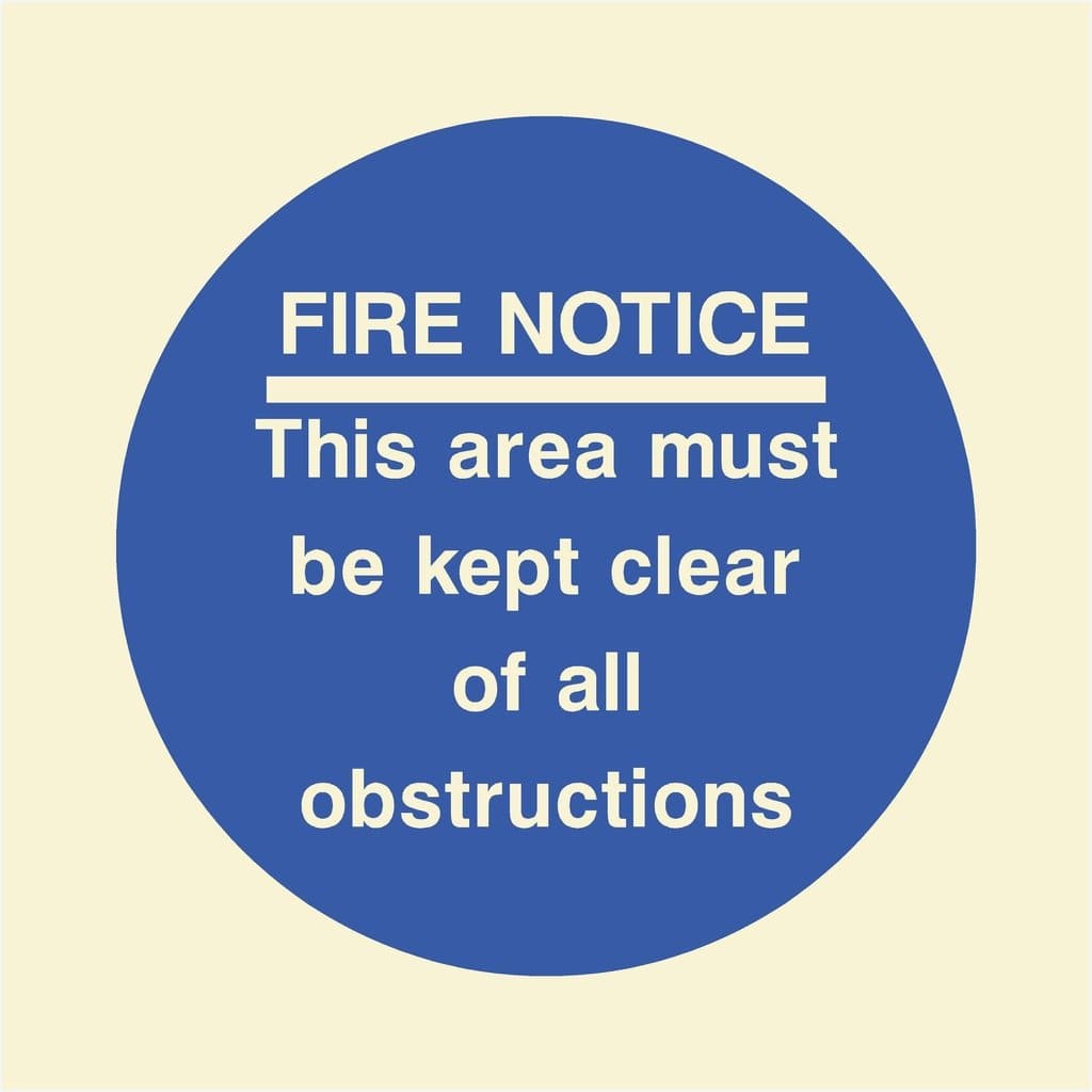 Glow In The Dark Area Must Be Clear Fire Door Sign - The Sign Shed