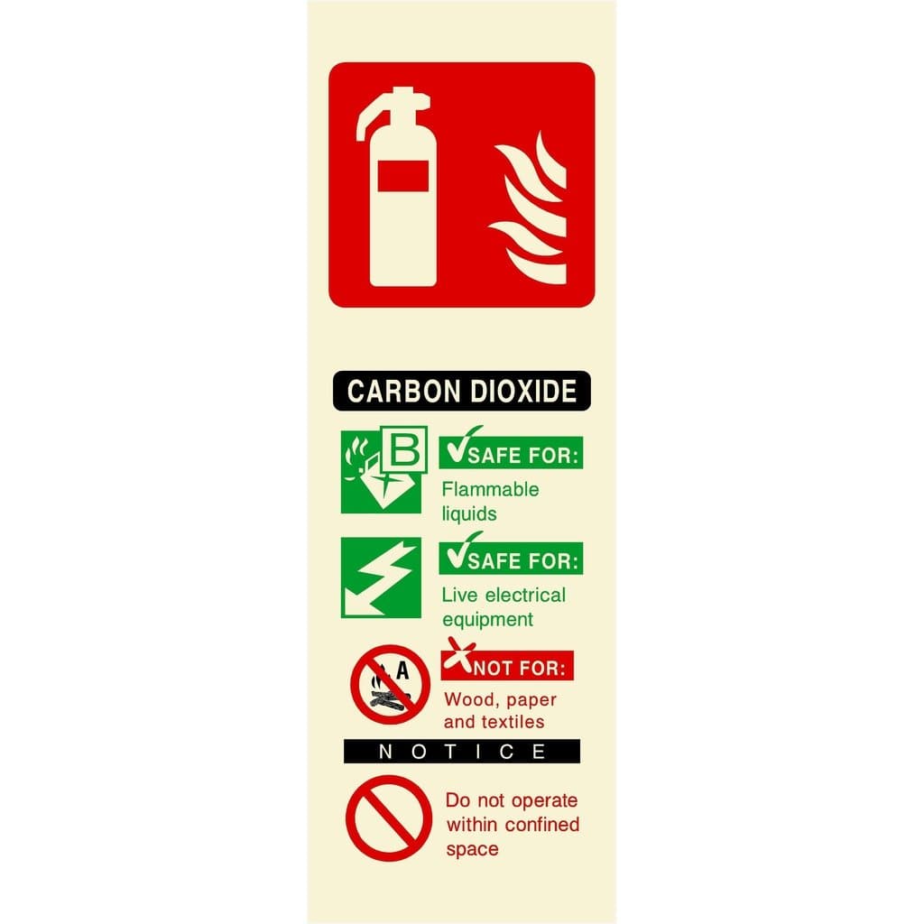 Glow In The Dark Carbon Dioxide Fire Extinguisher Sign - The Sign Shed