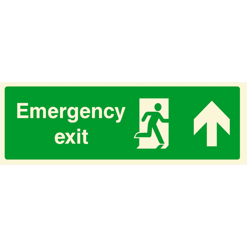 Glow In The Dark Emergency Exit Sign Up Arrow - The Sign Shed