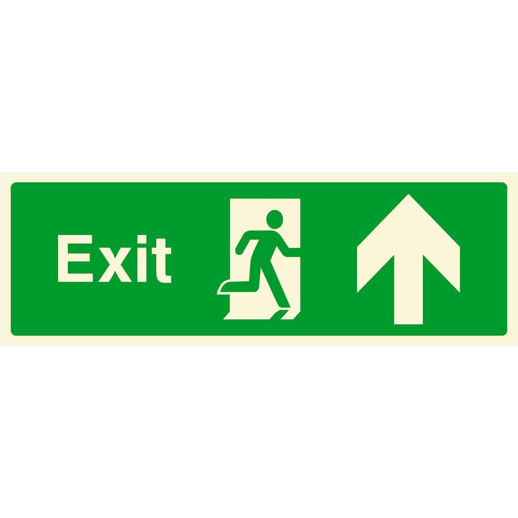 Glow In The Dark Exit Fire Sign Up Arrow - The Sign Shed