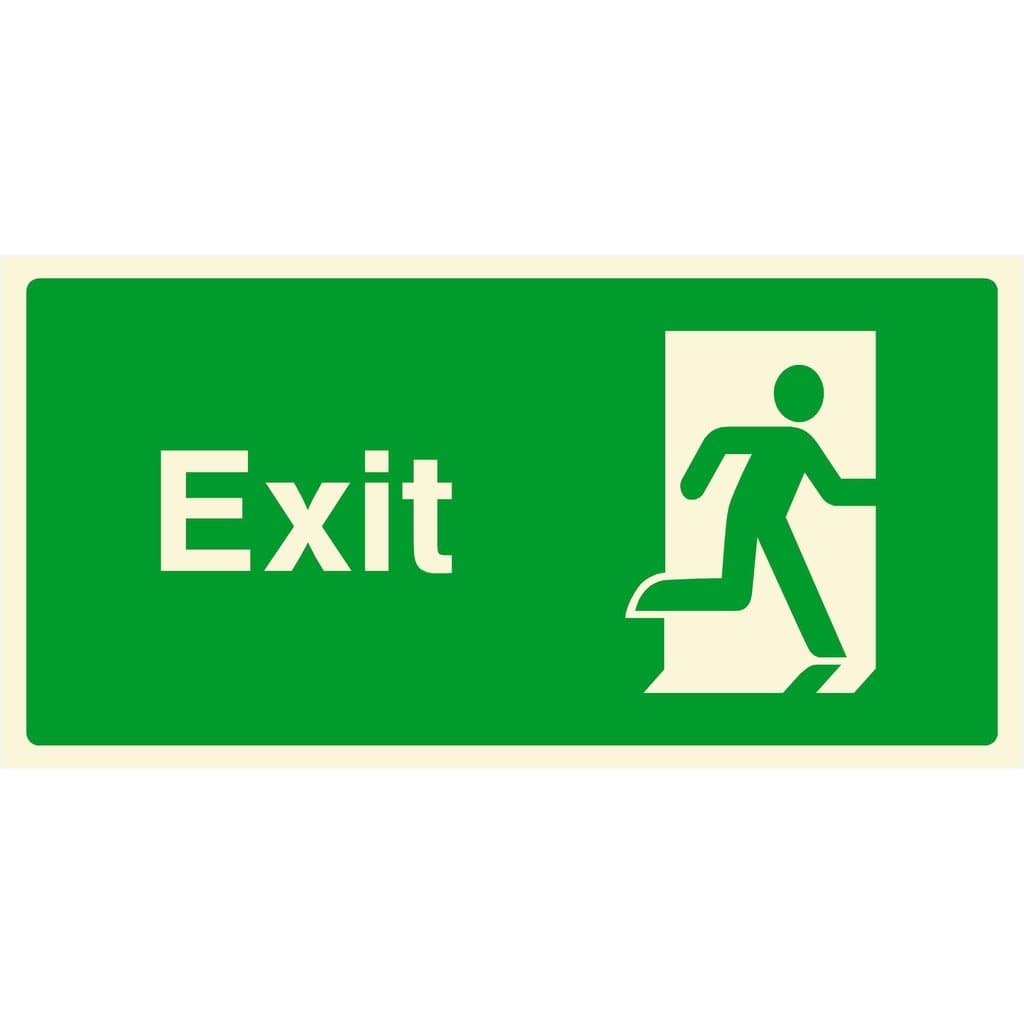 Glow In The Dark Exit Sign Right - The Sign Shed