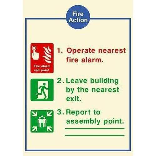 Glow In The Dark Fire Action 3 Point Basic Sign - The Sign Shed
