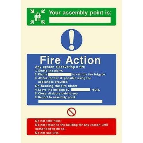 Glow In The Dark Fire Action Assembly Point Sign - The Sign Shed