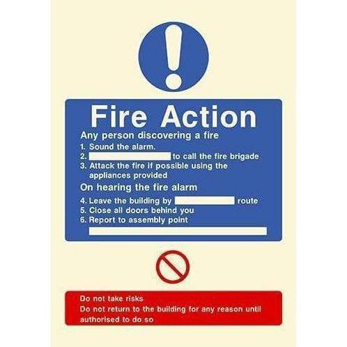 Glow In The Dark Fire Action Call Fire Brigade Sign - The Sign Shed