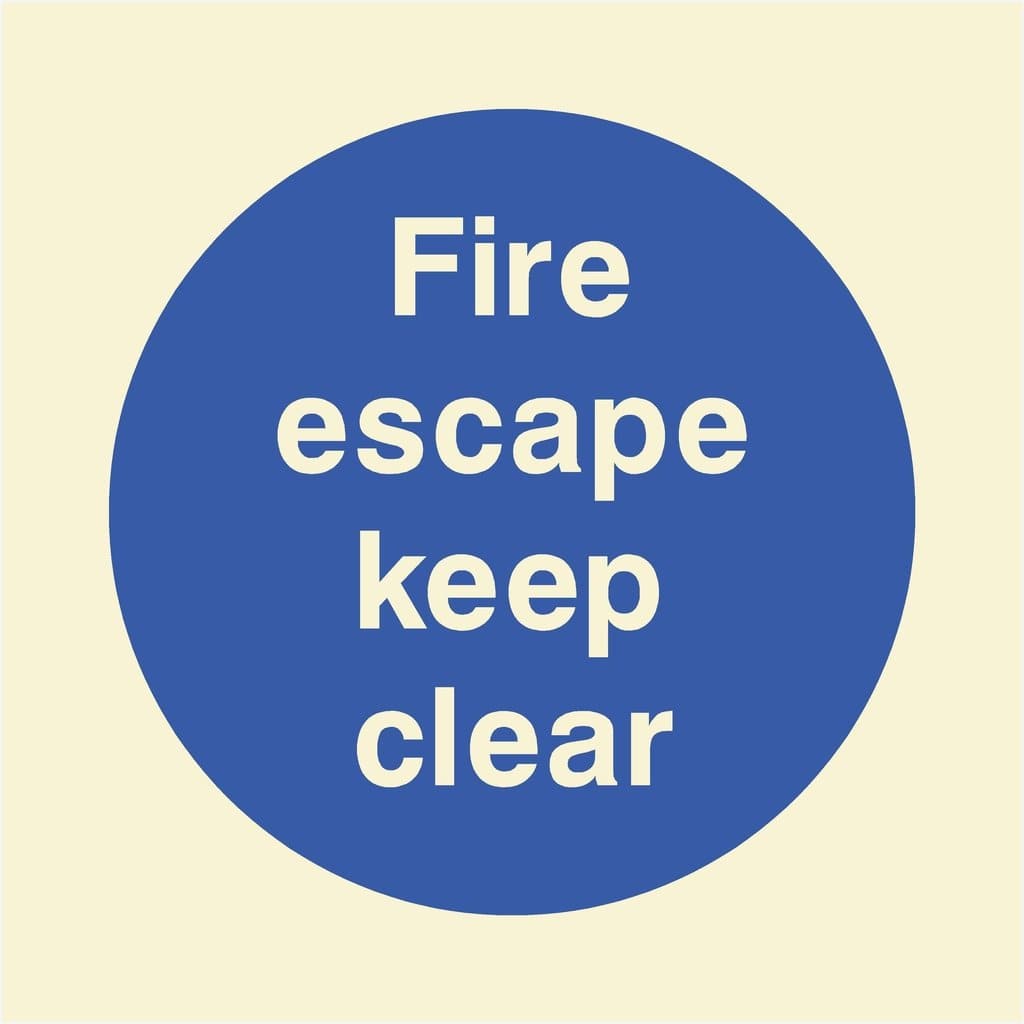 Glow In The Dark Fire Escape Keep Clear Sign - The Sign Shed