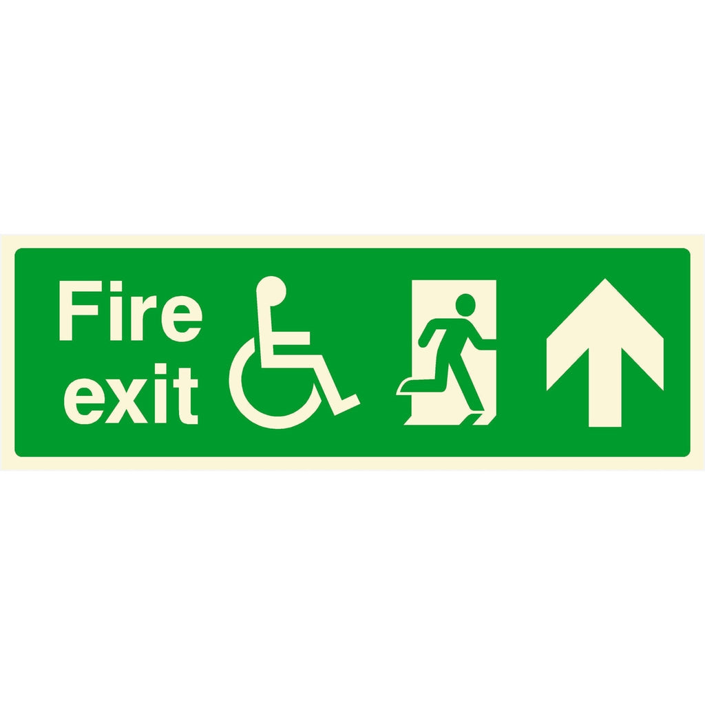 Glow In The Dark Fire Exit Disabled Sign Up Arrow - The Sign Shed