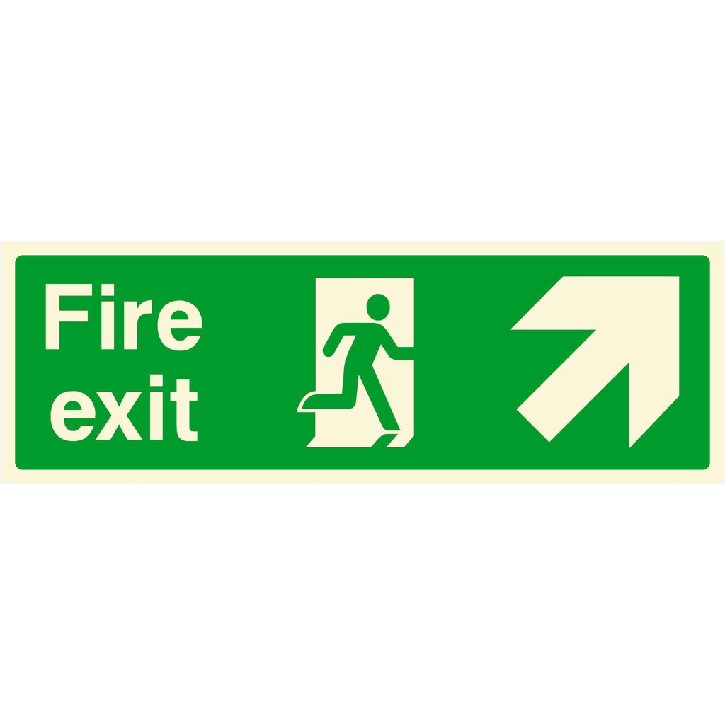 Glow In The Dark Fire Exit Sign Up Right Arrow - The Sign Shed