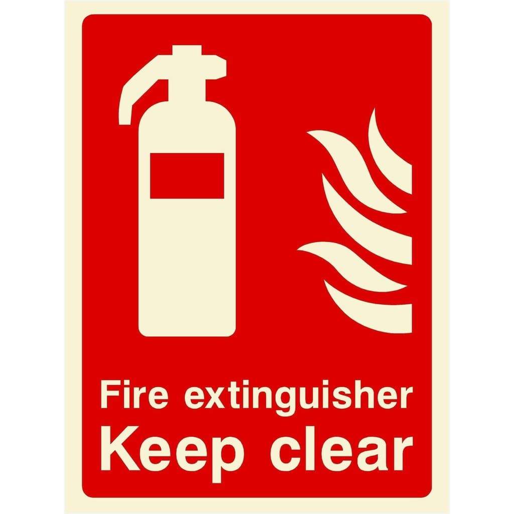 Glow In The Dark Fire Extinguisher Keep Clear Sign - The Sign Shed