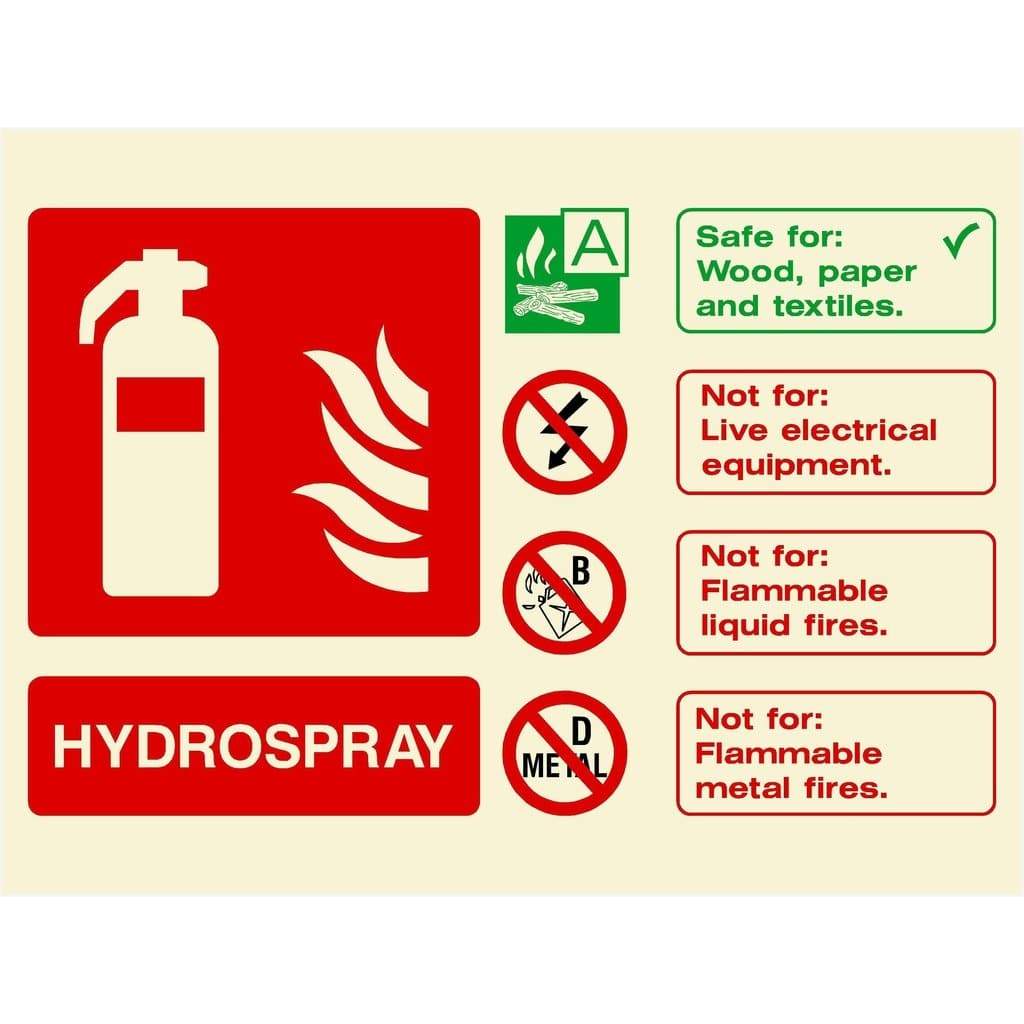 Glow In The Dark Hydrospray Fire Extinguisher Sign - The Sign Shed