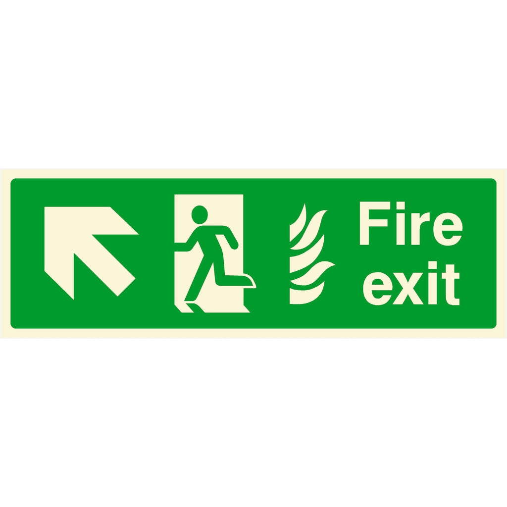 Glow In The Dark NHS Fire Exit Sign Forward Left Arrow - The Sign Shed