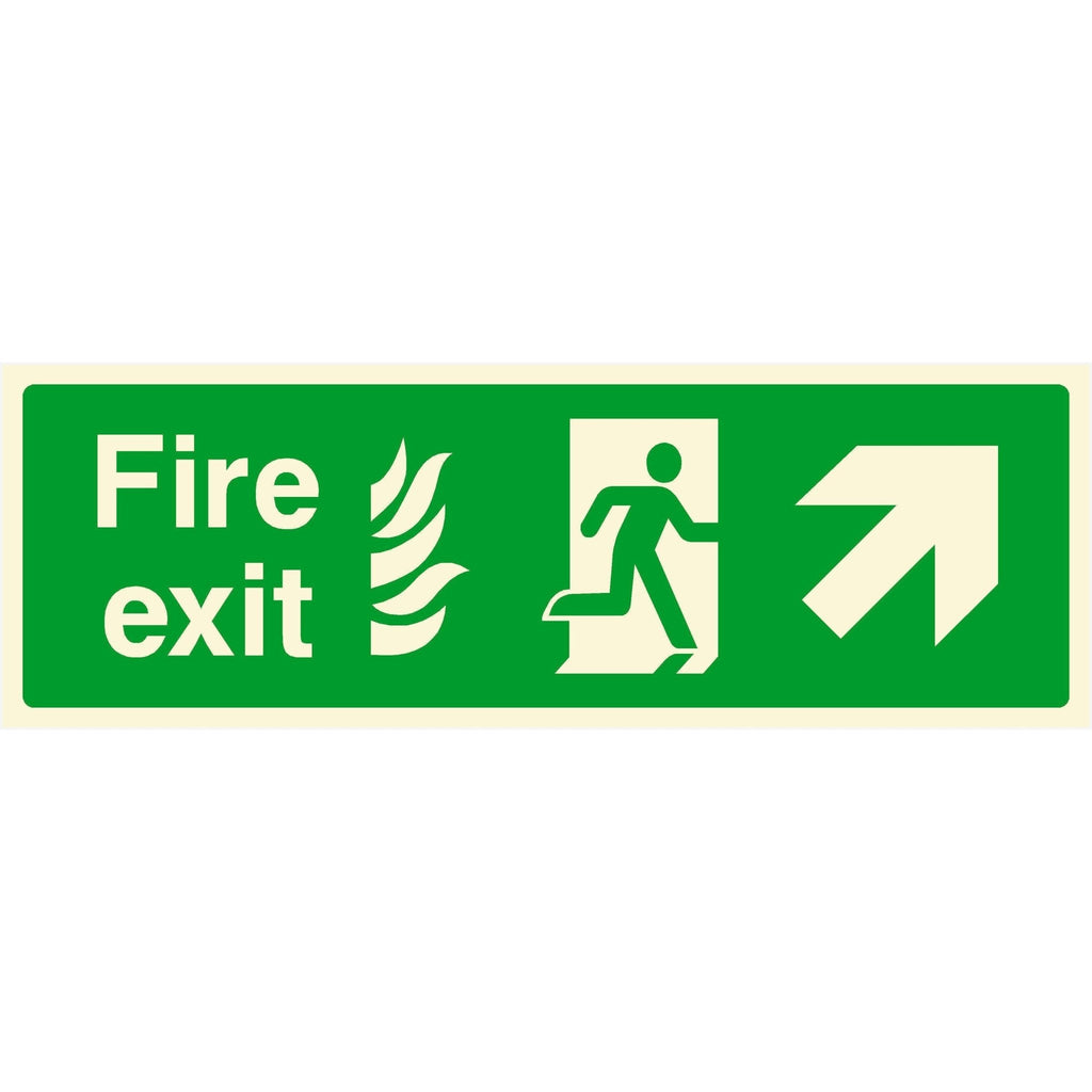 Glow In The Dark NHS Fire Exit Sign Forward Right Arrow - The Sign Shed