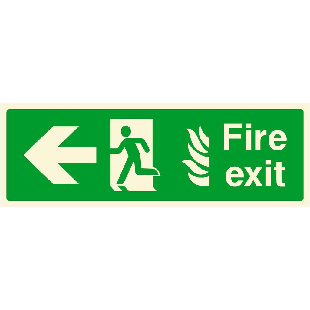 Glow In The Dark NHS Fire Exit Sign Left Arrow - The Sign Shed