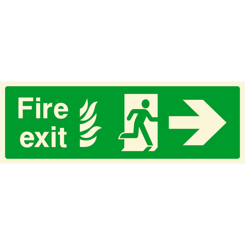 Glow In The Dark NHS Fire Exit Sign Right Arrow - The Sign Shed