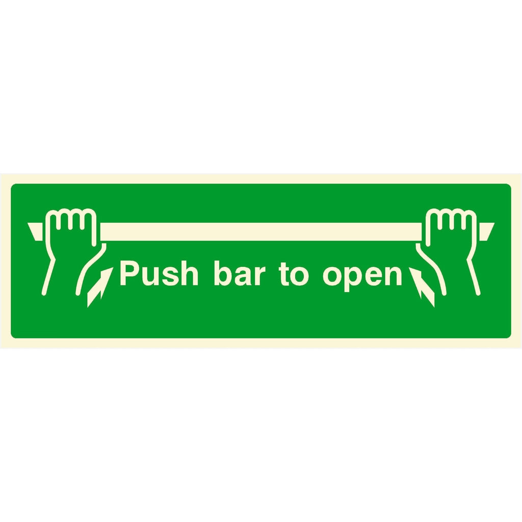 Glow In The Dark Push Bar To Open Sign - The Sign Shed
