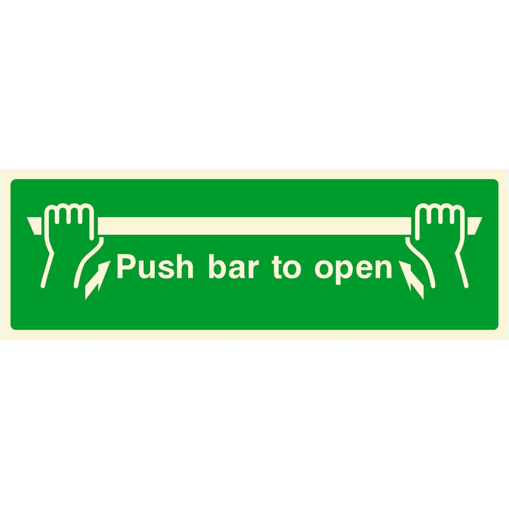 Glow In The Dark Push Bar To Open Sign - The Sign Shed