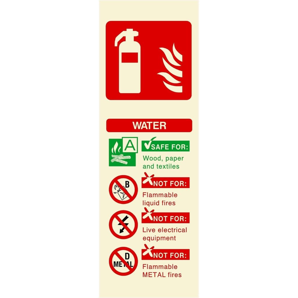 Glow In The Dark Water Fire Extinguisher Sign - The Sign Shed