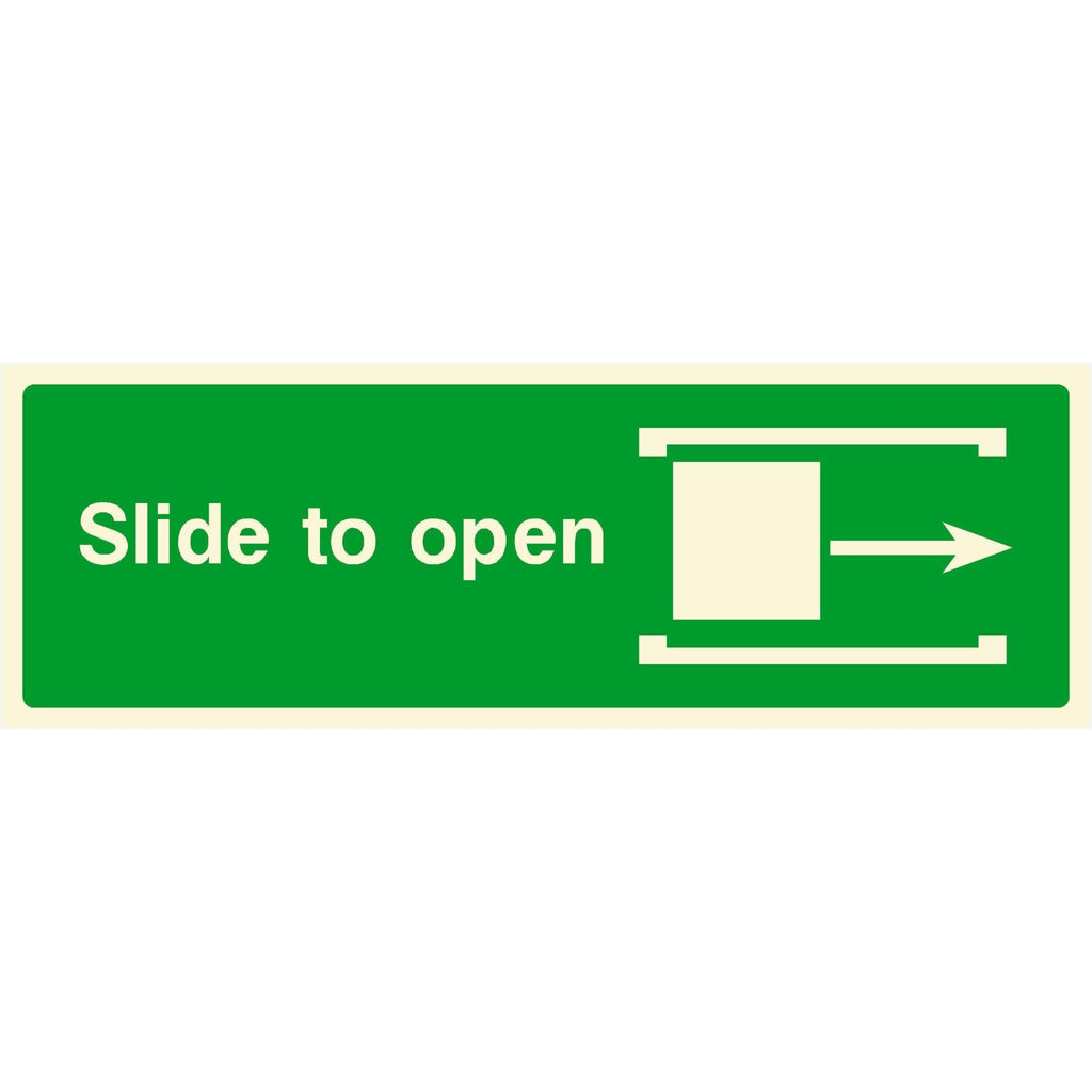 Glow Slide To Open Right Sign - The Sign Shed
