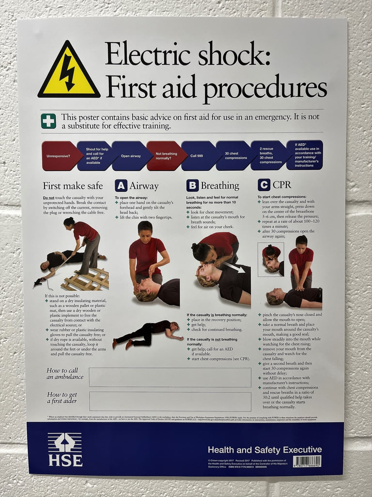 HSE Electric Shock First Aid Procedures Poster - The Sign Shed