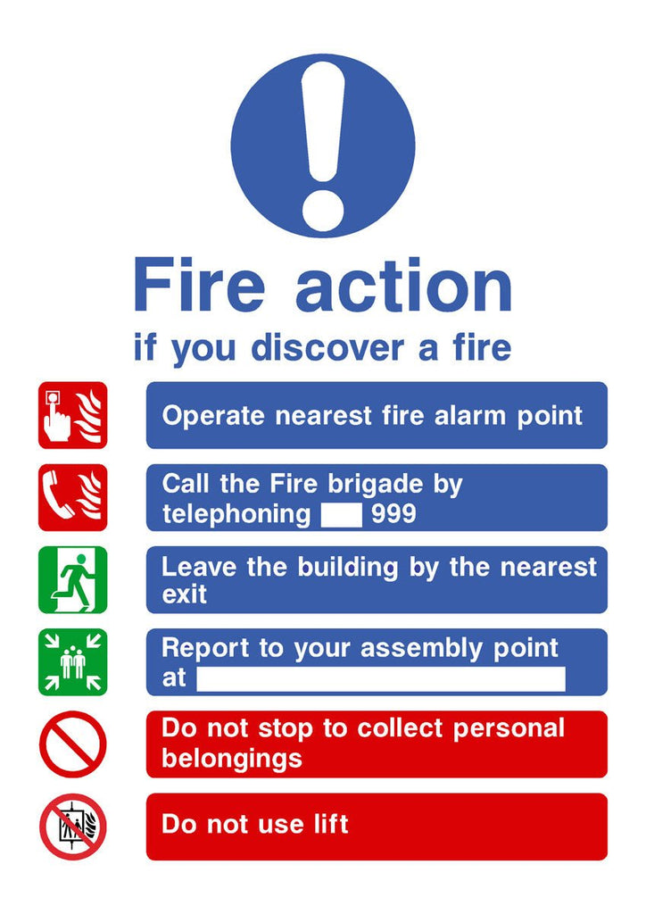 If You Discover A Fire 6 Point Fire Action Sign - The Sign Shed