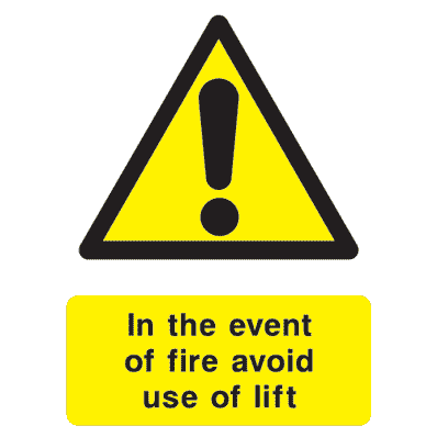 In The Event Of Fire Avoid Use Of Lift Sign - The Sign Shed