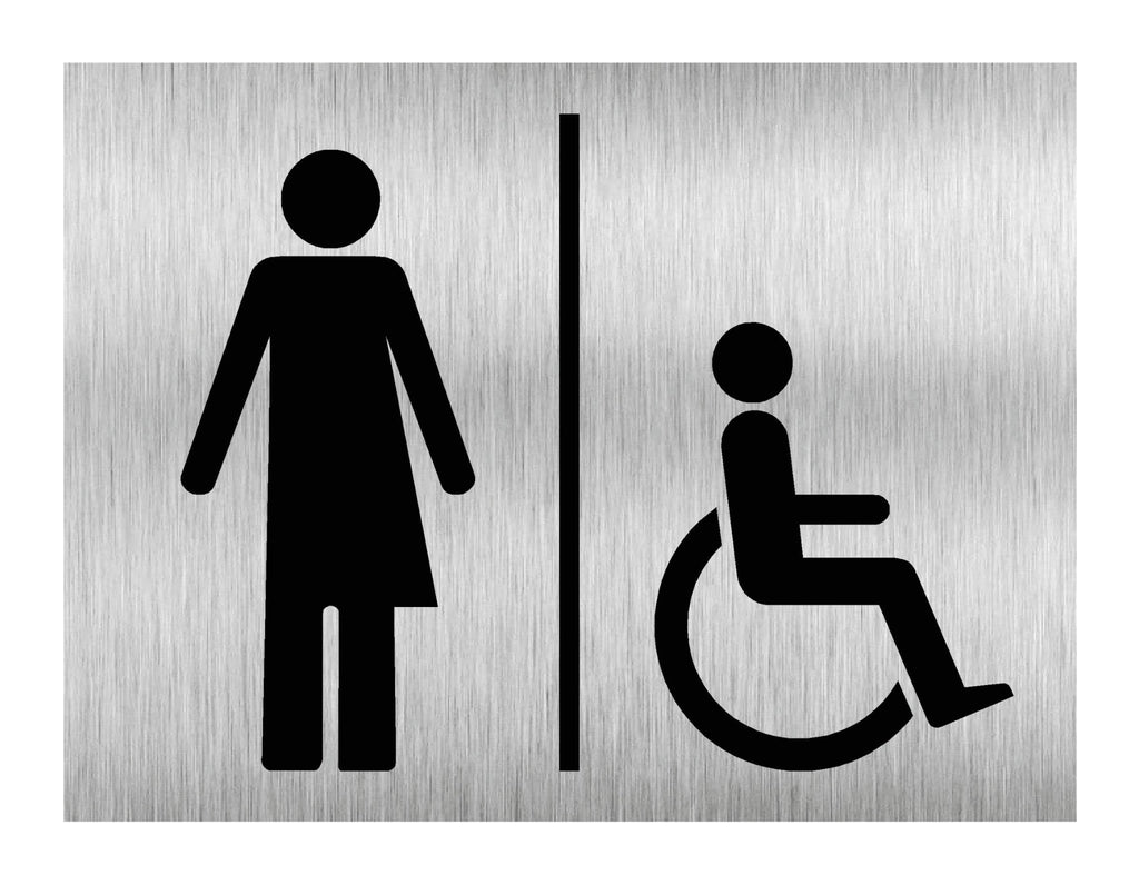 Inclusive Disabled Toilet Landscape Sign Brushed Aluminium - The Sign Shed