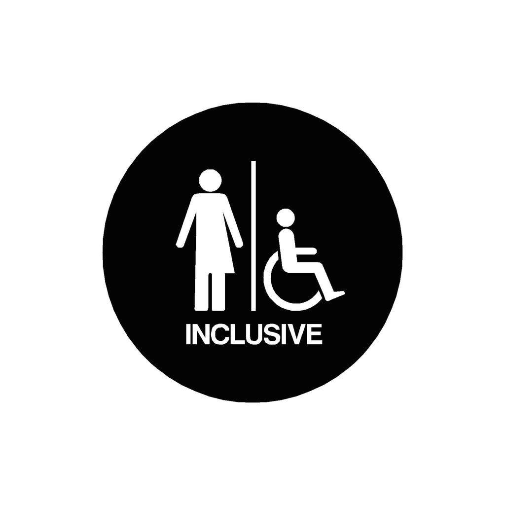 INCLUSIVE Premium Black toilet door sign - The Sign Shed