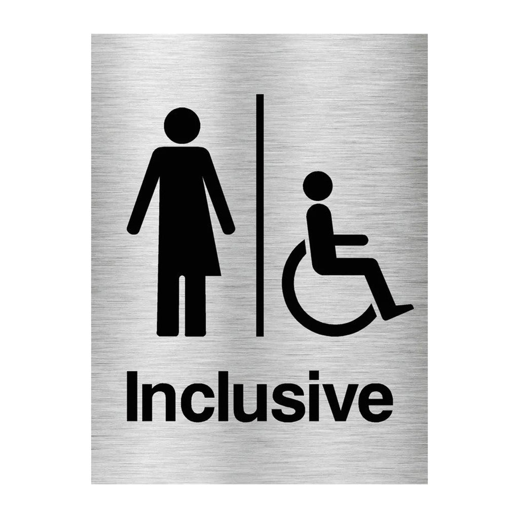 Inclusive Toilet Sign Brushed Aluminium - The Sign Shed