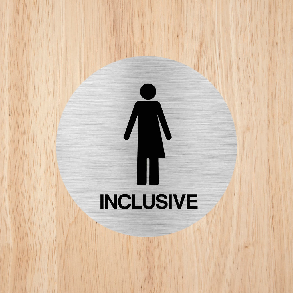 Inclusive Unisex Toilets Door Sign Stainless Steel - The Sign Shed