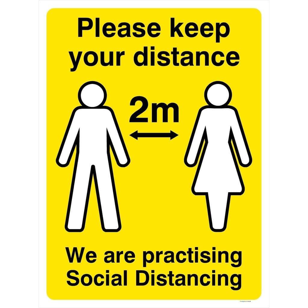 Keep Distance Practising Distancing 2m Sign - The Sign Shed