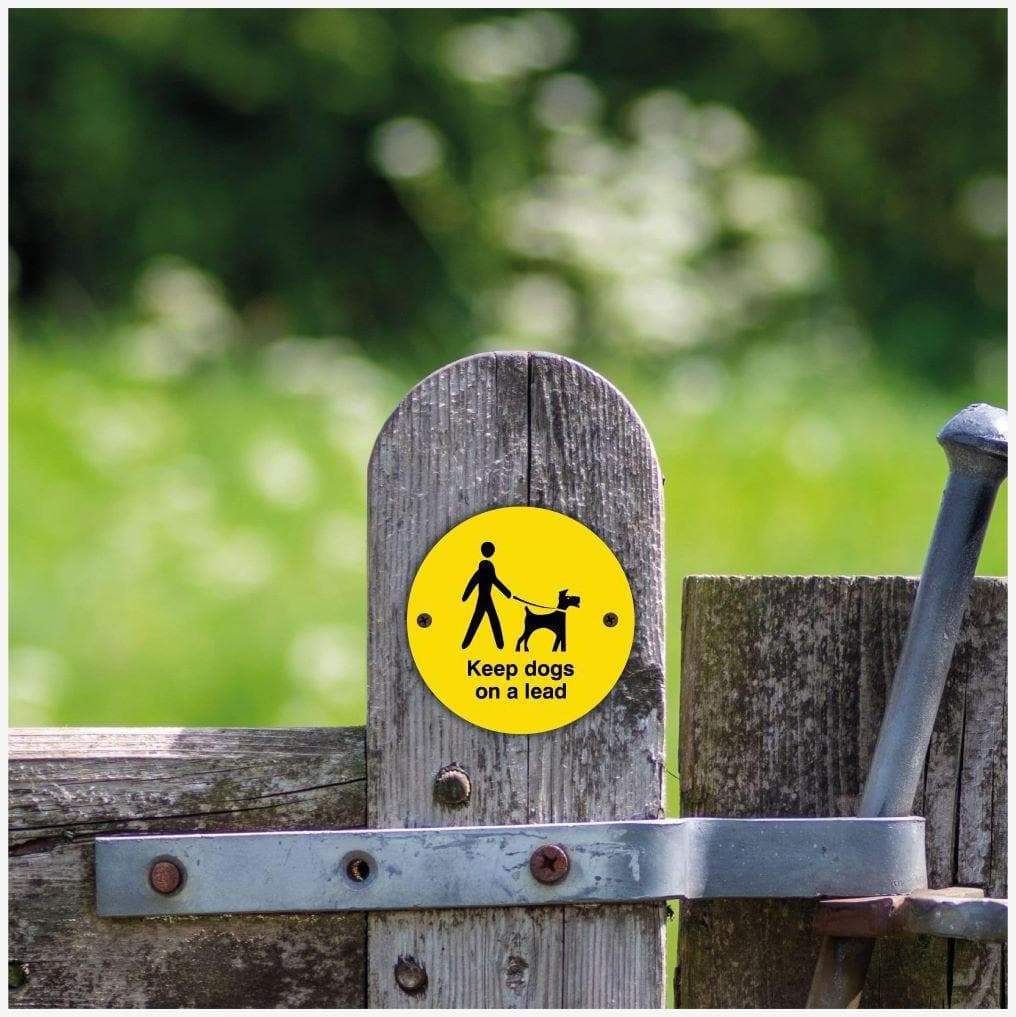 Keep Dogs on Lead Yellow Waymarker sign - The Sign Shed