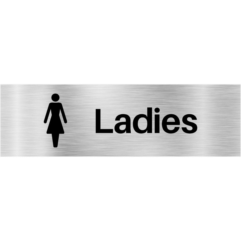 Ladies Toilet Sign in Brushed Silver - The Sign Shed