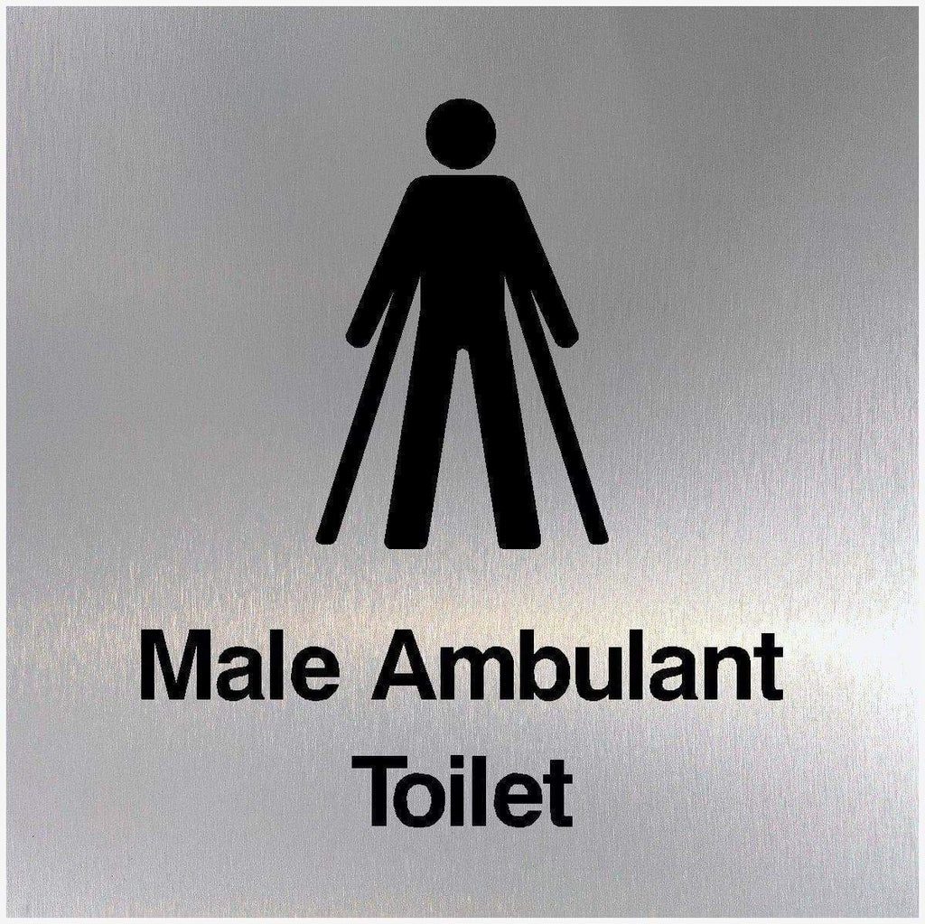 Male Ambulant Toilet Sign Brushed Silver - The Sign Shed