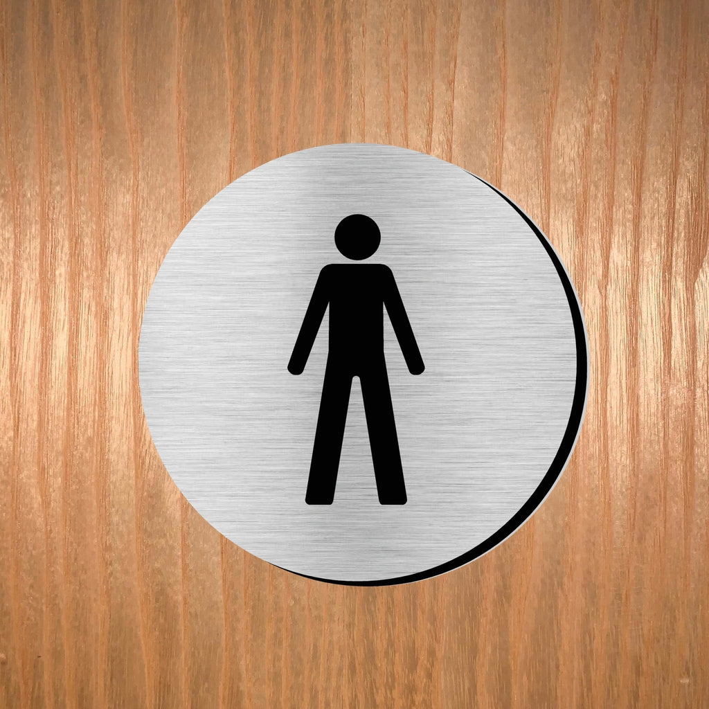 MALE Premium Brushed Silver toilet door sign - The Sign Shed