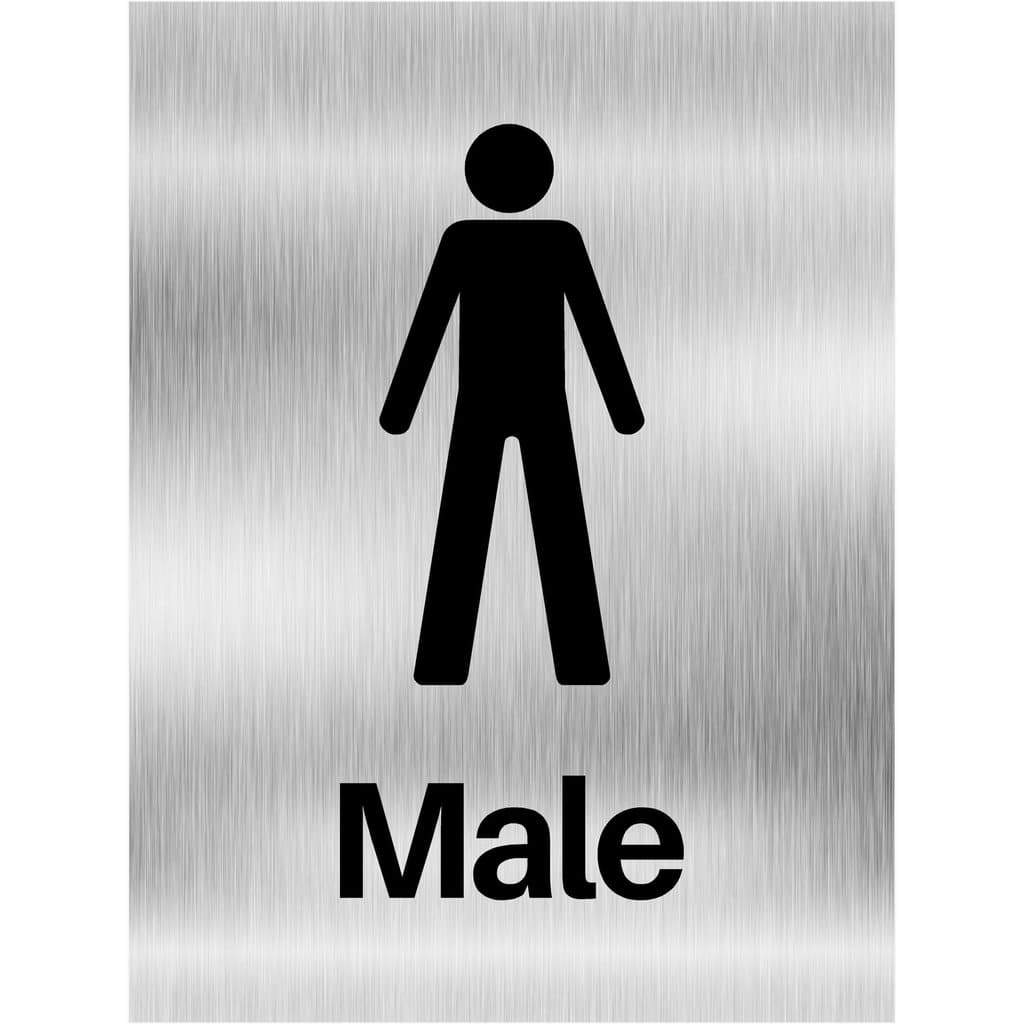 Male Toilet Sign in Brushed Aluminium - The Sign Shed