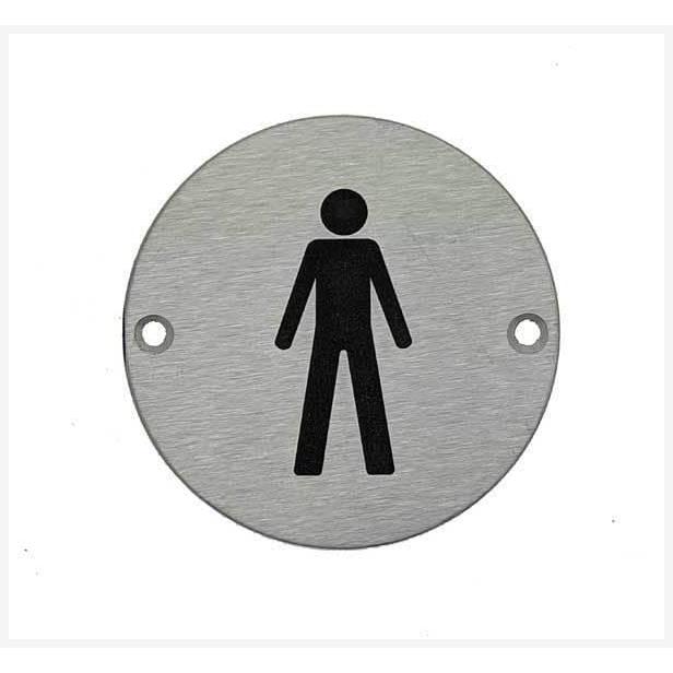 Male Toilet Sign in Satin Stainless Steel - The Sign Shed