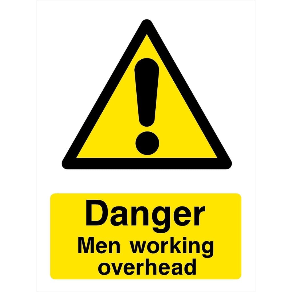 Men Working Overhead Sign - 300 x 400 mm - 3mm Composite Aluminium - Sticky Foam Pads - The Sign Shed
