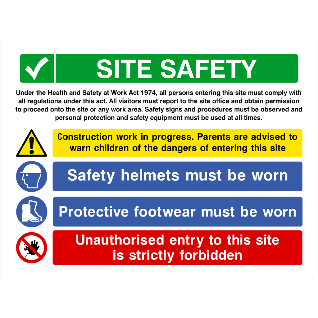MULTIPACK B Site Safety Sign 400 x 300mm 50 Pack - The Sign Shed