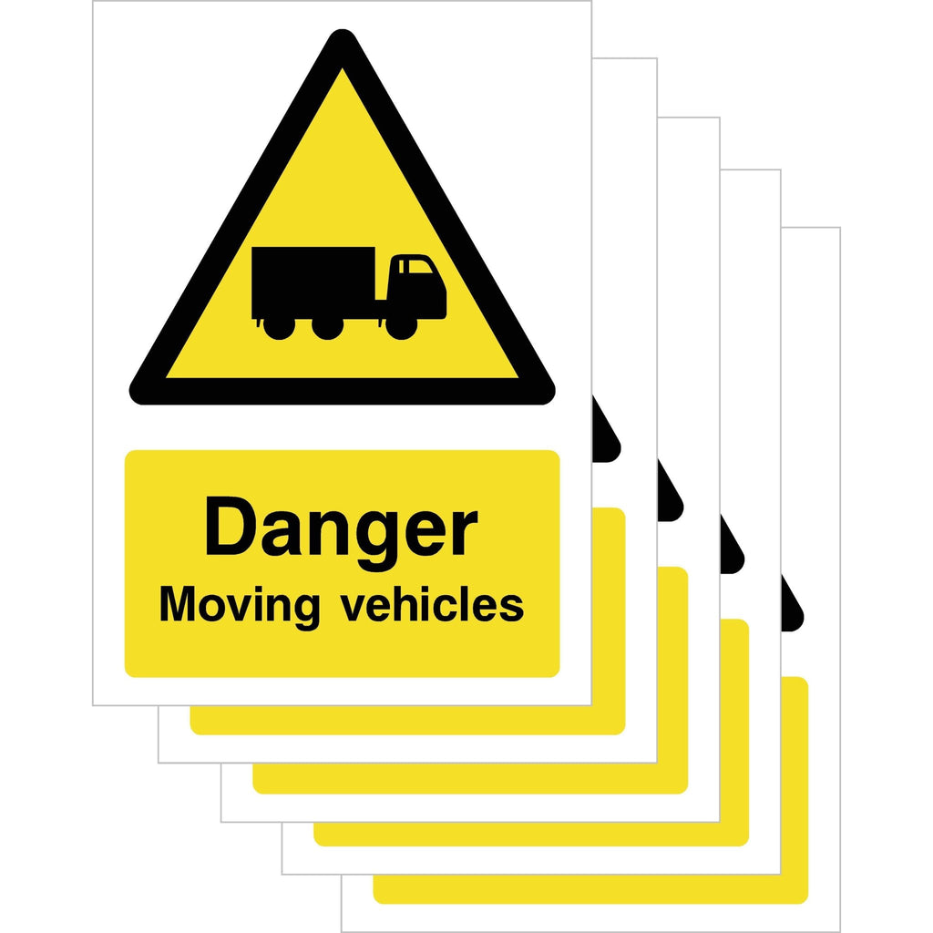 Multipack Danger Moving Vehicles Sign 5 Pack - The Sign Shed