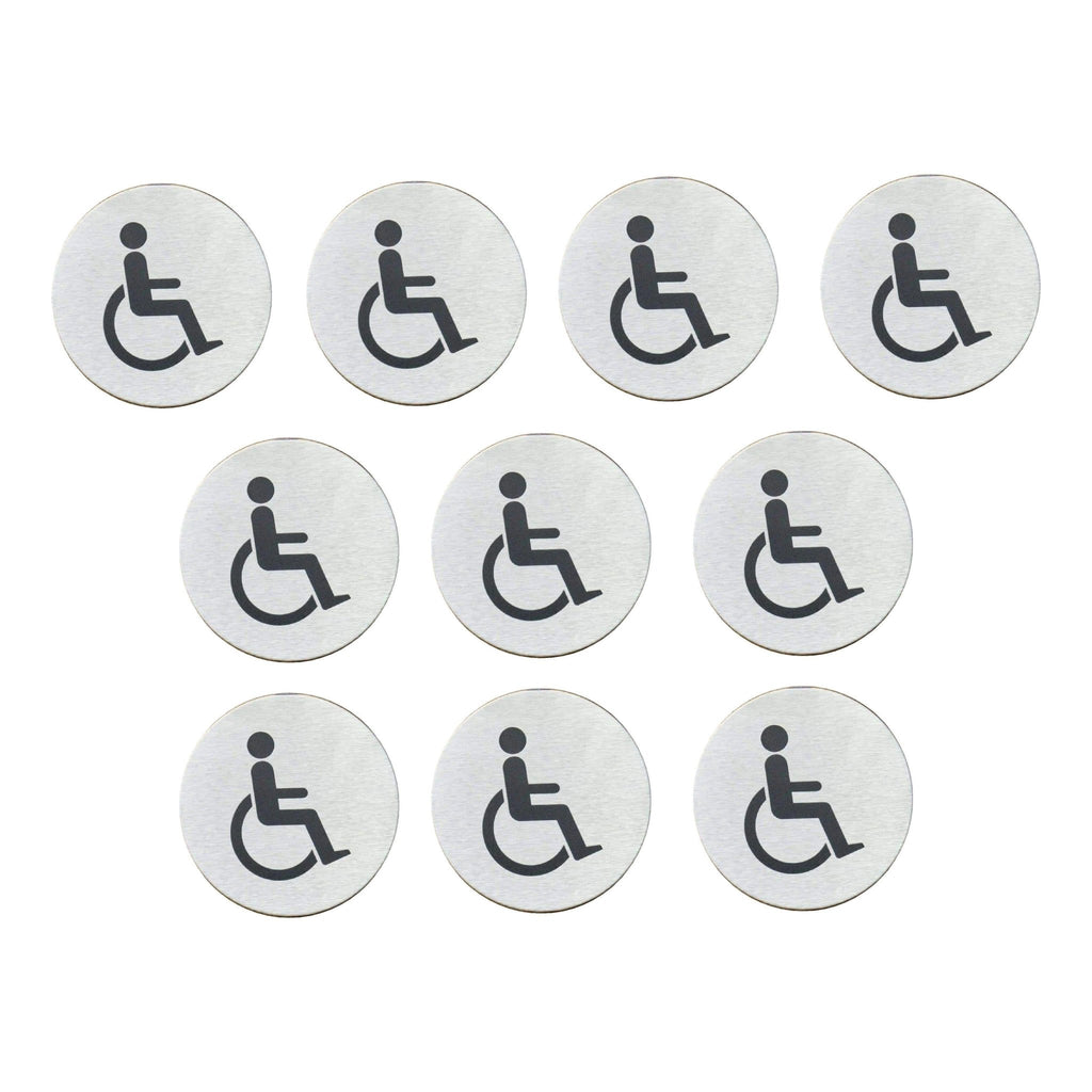 Multipack Disabled Toilet Sign in Stainless Steel 10 Pack - The Sign Shed