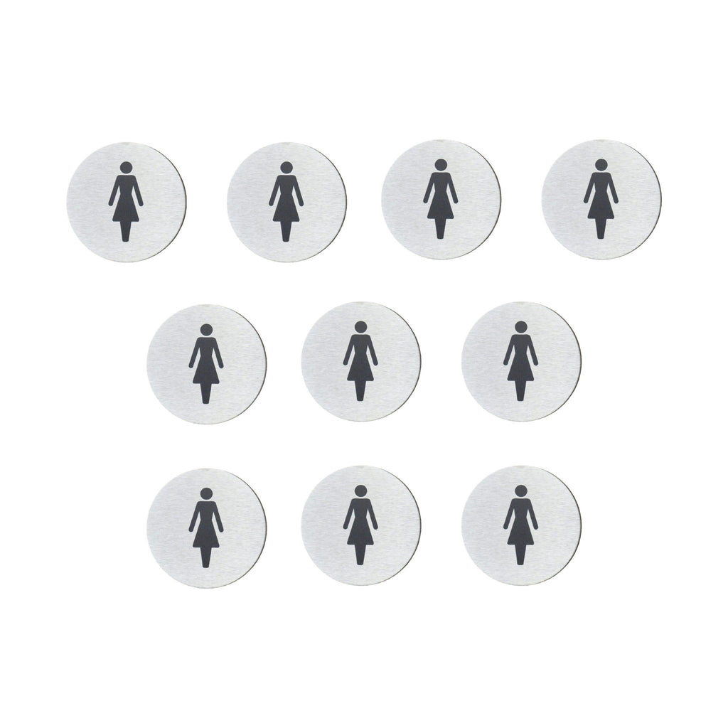 Multipack Female Toilet Sign in Satin Stainless Steel 10 Pack - The Sign Shed