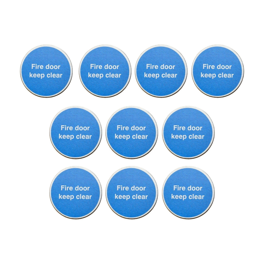 Multipack Fire Door Keep Clear Sign Stainless Steel 10 Pack - The Sign Shed