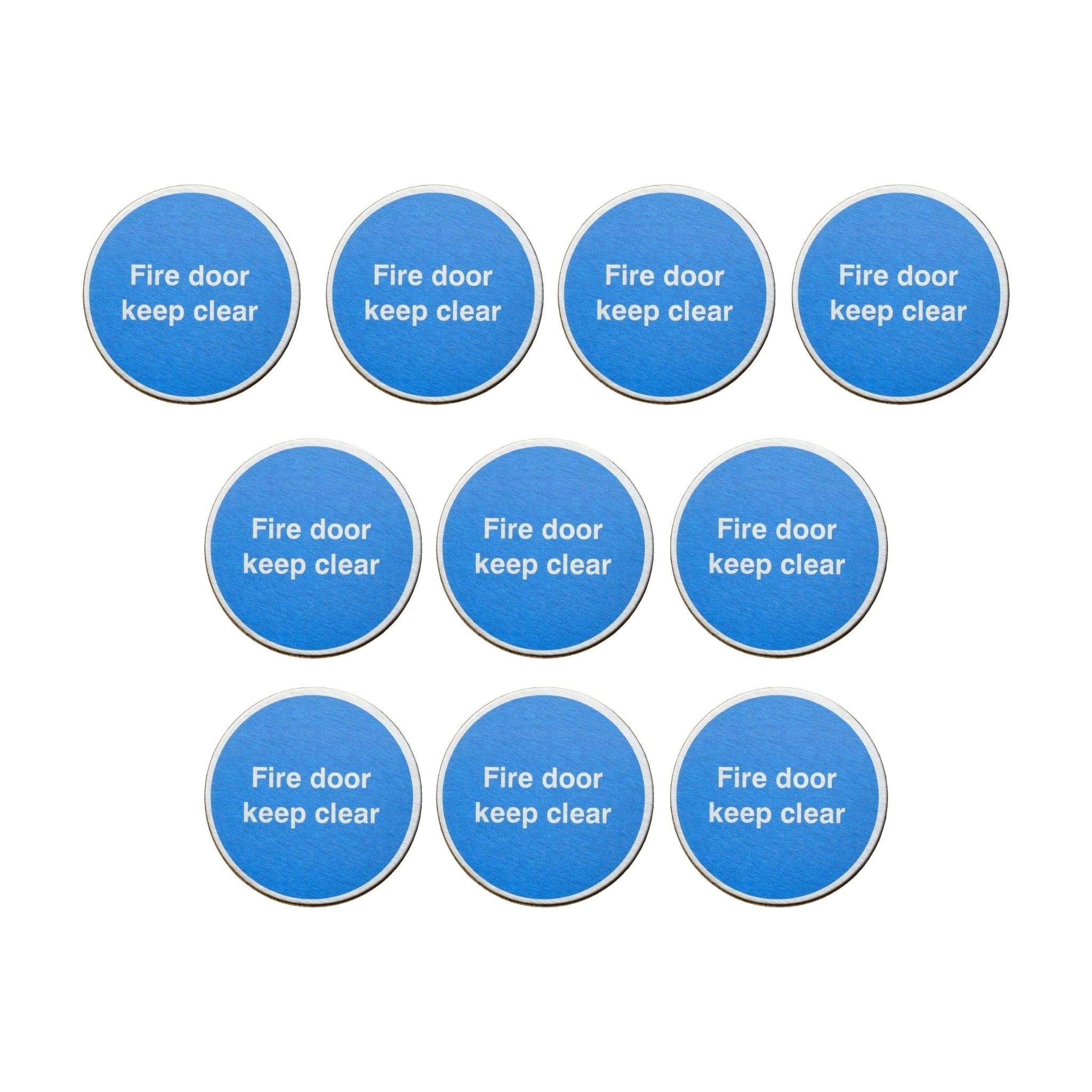 Multipack Fire Door Keep Clear Sign Stainless Steel 10 Pack - The Sign Shed