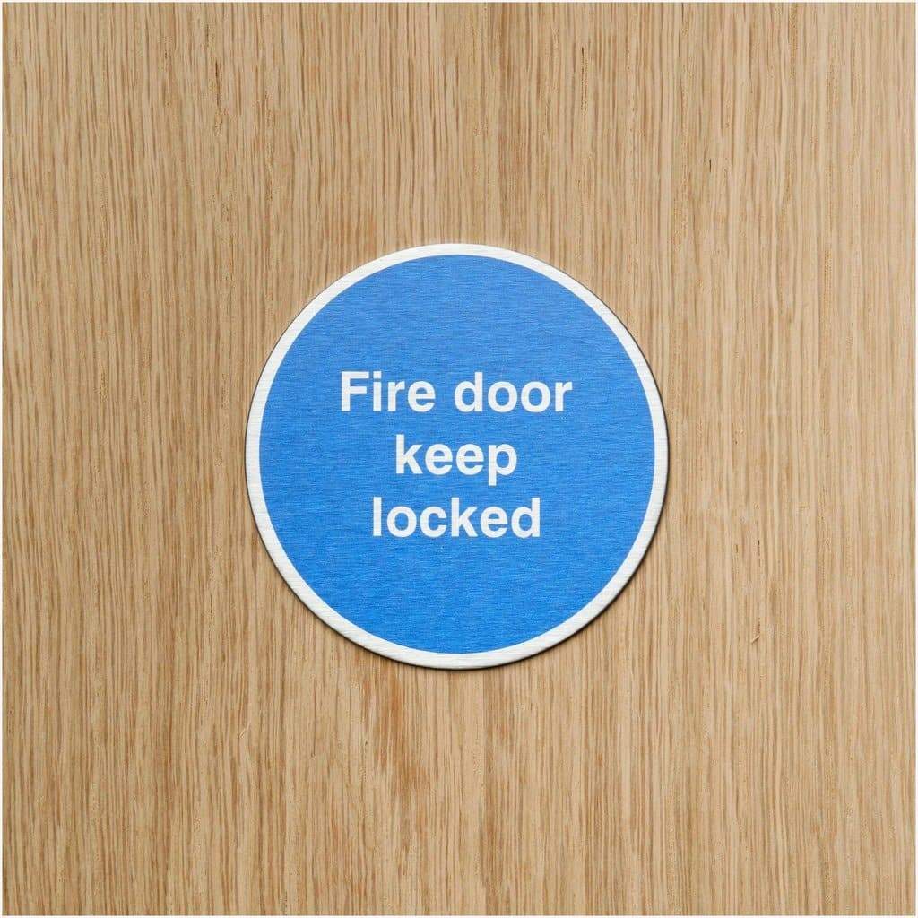 Multipack Fire Door Keep Locked Sign in Stainless Steel 10 Pack - The Sign Shed