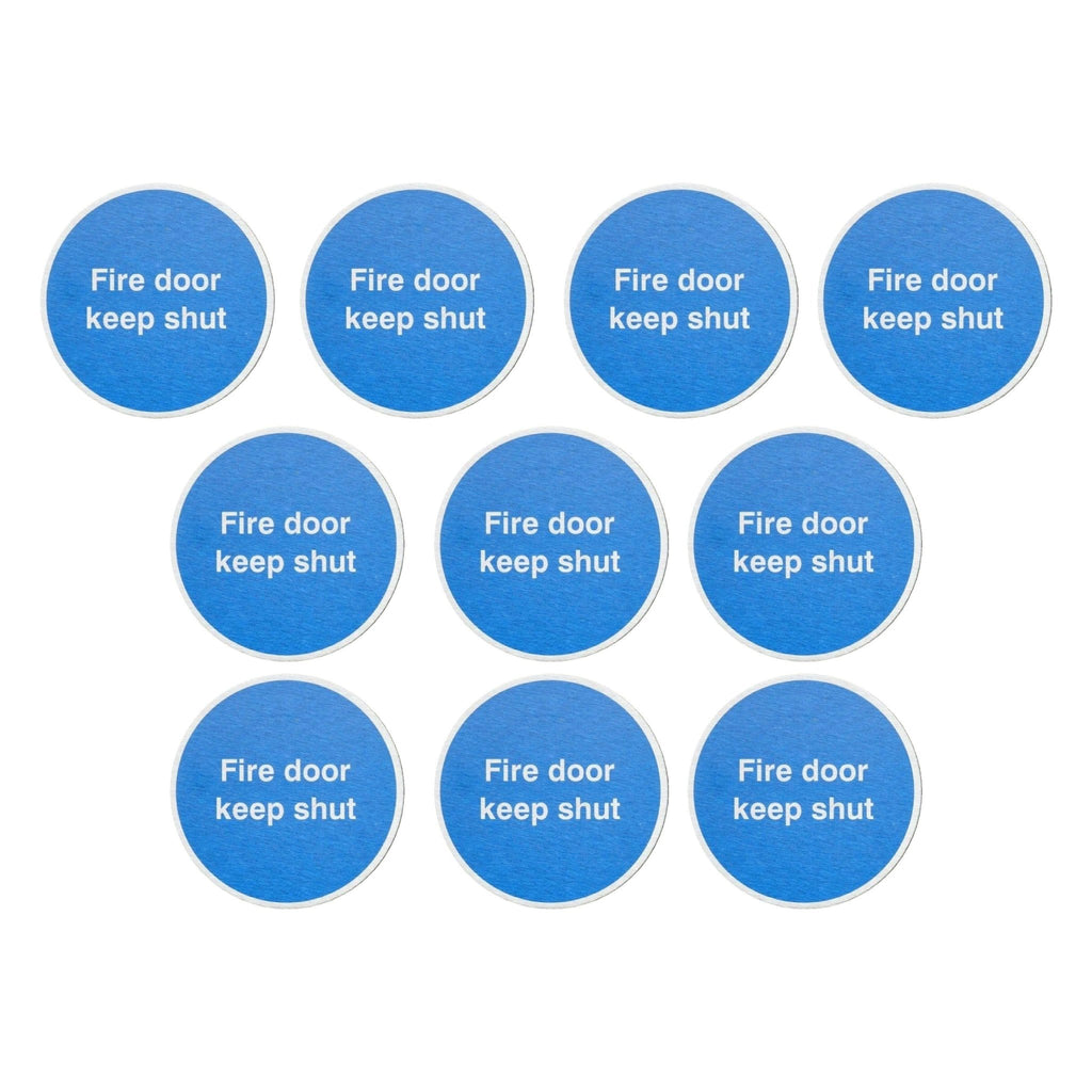Multipack Fire Door Keep Shut Sign in Stainless Steel 10 Pack - The Sign Shed