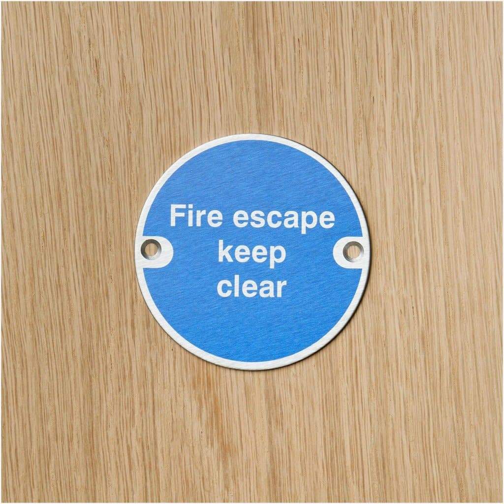 Multipack Fire Escape Keep Clear Sign in Stainless Steel 10 Pack - The Sign Shed