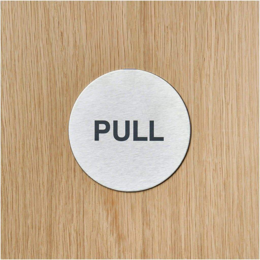 Multipack PULL Door Sign in Stainless Steel 10 Pack - The Sign Shed