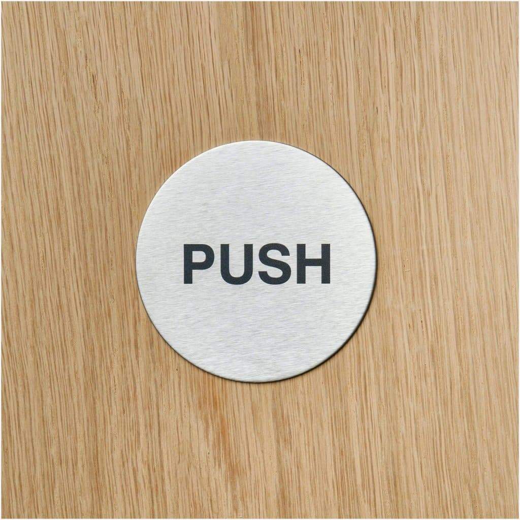 Multipack PUSH Door Sign in Stainless Steel 10 Pack - The Sign Shed